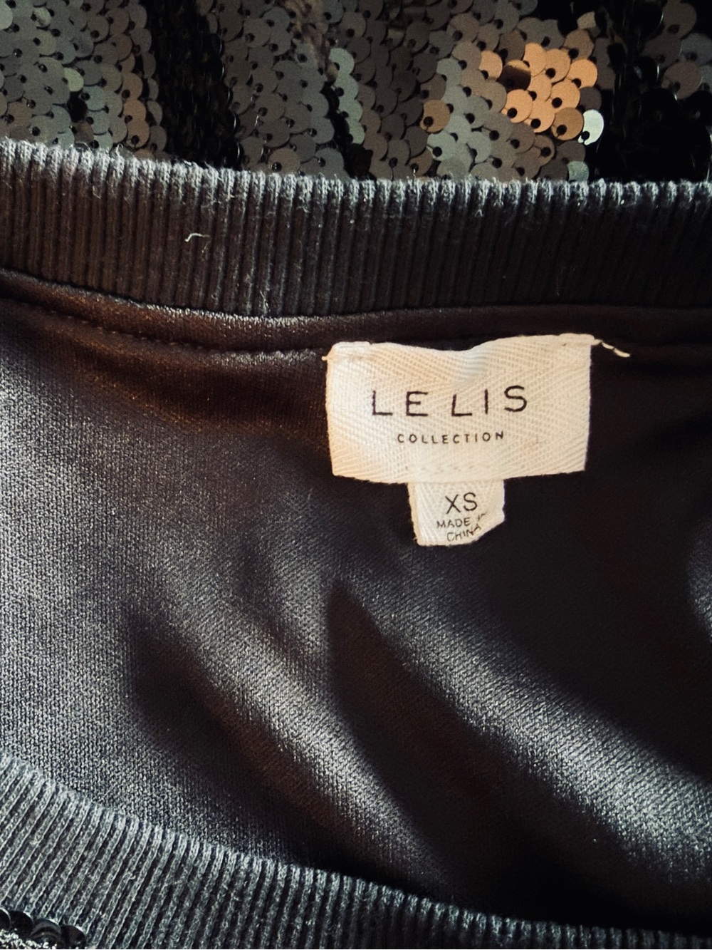 Women’s “Game Day" Black & White Sequin Crop Top by Le Lis Collection - Picture 5 of 7